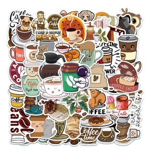 50 Pcs/Lot divers mignon café dessin animé autocollants loisirs temps autocollant pour casque moto coque de téléphone bagages ordinateur portable Graffiti autocollant décalcomanie enfants jouets