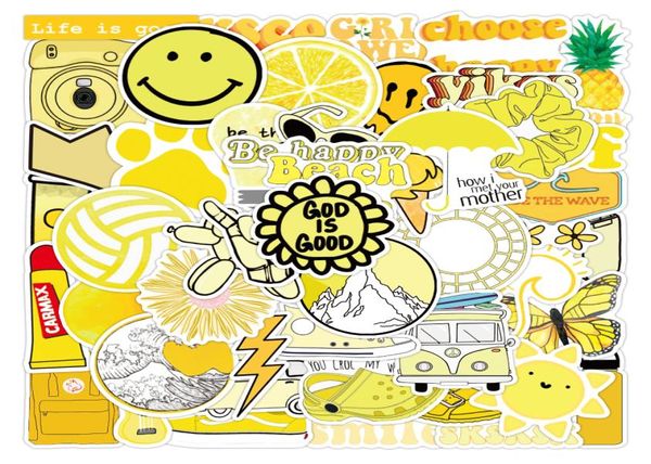 50pcs lot vsco pack d'autocollants de dessin animé jaune pour enfants jouets à bagages bricolage pour ordinateur portable décalcomanies Note de téléphone Bénévain réfrigérateur étanche4486428