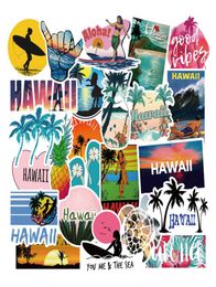 50pcs lot imperméable Hawaii Travel Vacation Stickers Skateboard Trolley Car Refrigérateur Graffiti Stickers PVC ROVABLE7738902