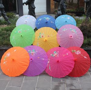 50 pcs/lot fête de mariage fleurs peintes à la main coloré tissu de soie parapluies parasol artisanat chinois parapluie en gros SN4671