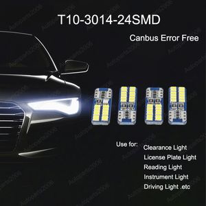 Ampoule de voiture blanche T10 3014 24SMD Canbus sans erreur, 50 pièces/lot, lampe de liquidation 168 194 2825, Instrument de lecture, lumière de plaque d'immatriculation 12V