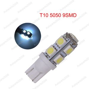 50pcs / lot blanc T10 W5W 5050 9DSMD wedge de voiture LED ampoules de remplacement Lampes de dédouanement Lecture de la porte de la queue de queue de queue de la plaque d'immatriculation 12v