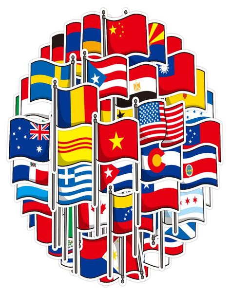 50 UNIDS / Lote Bandera Nacional de Países Enteros Juguetes de Etiquetas Engomadas Coloridas Para Niños Fútbol Fanáticos del Fútbol Calcomanía Scrapbooking Travel Case3960423