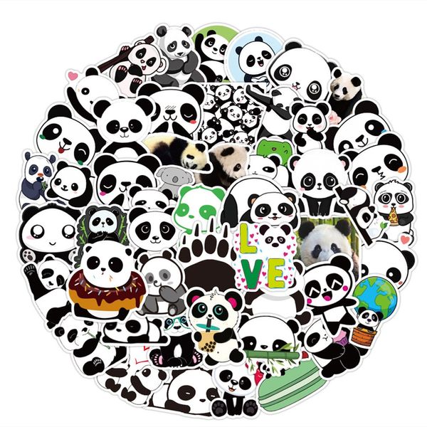 Autocollants Panda imperméables, sans doublon, animaux, pour ordinateur portable, bagages, carnet de notes, voiture, vente en gros, 50 pièces/lot, offre spéciale