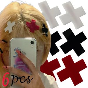 50 stcs/lot y2k rood kruis haarclip punk gothic hiphop charme zwarte kruisbarrettes meisjes cosplay bobby pin vintage haarspelden cool uniek