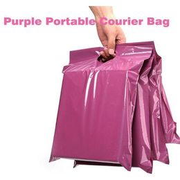 50 stks veel Paars Tote Bag Express Tas Koerier Zakken Self-Seal Adhesive Dikke Waterdichte Plastic Poly Envelop mailing Zakken afj272d