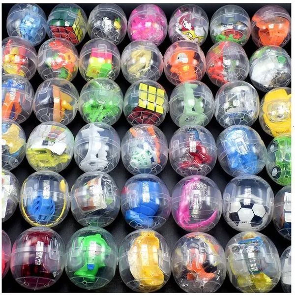 50pcs macaron 47 mm * 55 mm Capsules siamoises en plastique Boules de jouets avec différents jouets Ramdom Mélange pour distributeur automatique Funny Egg 240329
