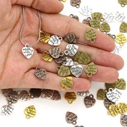 50 -st gemaakt met love labels Sliver bronzen hart metalen tags 10*12mm handgemaakte labels voor naaimoegang Accessoreis verfraaiing Haarbanden