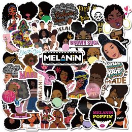 50 -stks melanin poppin stickers inspirerend zwart meisje graffiti kids speelgoed skateboard auto motorfiets fietssticker sticker stickers groothandel