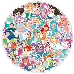 50 STKS Zeemeermin prinses leuke cartoon Waterdichte PVC Stickers Pack Voor Koelkast Auto Koffer Laptop Notebook Cup Telefoon Bureau Fiets Skateboard Case.