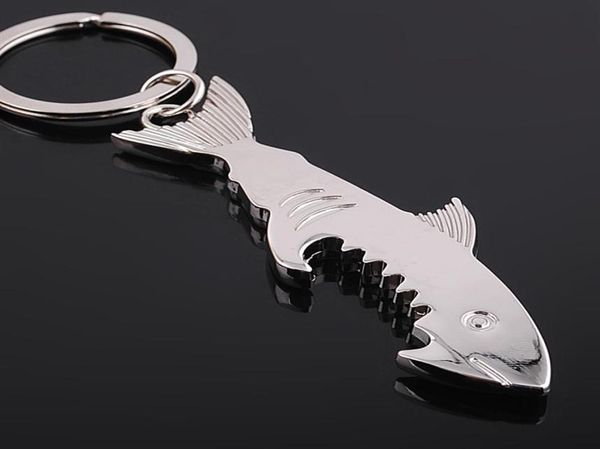 50pcs Metal 2 en 1 Keychain Bottle Overner Creative Shark Fish Fish Chain Bireers Overaters DH57886383254