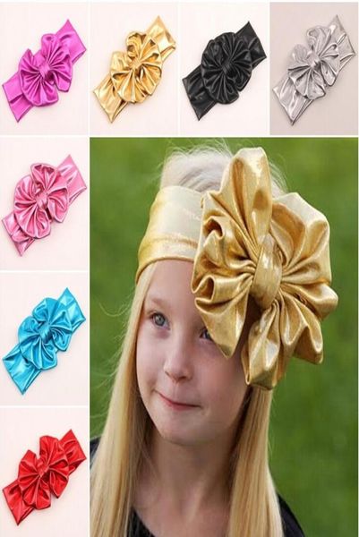 50pcs couleur métal dernier bandeau de cheveux BOW bronzant bandeau bébé métallique gros arc bandeau élastique Vintage Head Wrap accessoires de cheveux 1983227