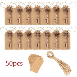 50 stks metalen sleutel bierflesopener wijnring sleutelhanger bruiloft gunsten vintage keuken accessoires antieke geschenken voor gasten 210319