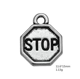 50pcs Metal Aleación de zinc Charms Dangle Jewelry Handmade Letter Vintage Stop Pendants para Diy Charm Whelyry31795271368822