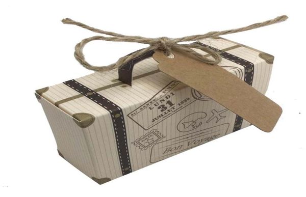 50pcs Mini Valise Kraft Boîte De Bonbons Bonbonnière Coffrets Cadeaux De Mariage Fête À Thème De Voyage Pour Anniversaire Anniversaire Baby Shower Box6068192