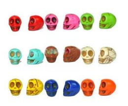 Mélange de pierres précieuses Turquoise crâne, 50 pièces, perles amples, breloques colorées, adaptées à l'artisanat, bricolage, 12mm, 9912552
