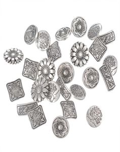50 pièces mixtes boutons en métal ton argent Antique boutons de tige de Scrapbooking accessoires de couture faits à la main artisanat fournitures de travaux manuels 8863328