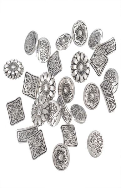 50 pièces mélangées boutons en métal ton argent Antique boutons de tige de Scrapbooking accessoires de couture faits à la main artisanat fournitures de travaux manuels 1185637
