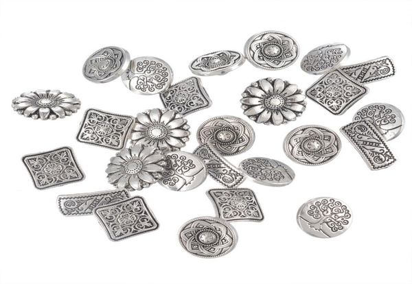 50pcs Boutons en métal de ton métallique en argent antique mixtes