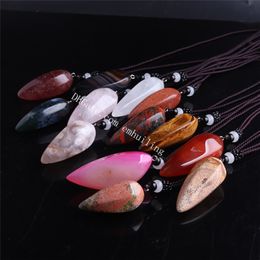 50 stks gemengde willekeurige kleur 40-60mm willekeurige afmeting gepolijst rock natuurlijke kwarts kristal semi-edelsteen edelsteen point hanger ketting reiki chakra