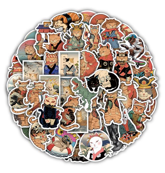 50 UNIDS Mixed Skateboard Stickers Anime Japan Cat Para Coche Laptop Ipad Bicicleta Motocicleta Casco PS4 Teléfono Niños Juguetes DIY Calcomanías Pvc Guitar Sticker