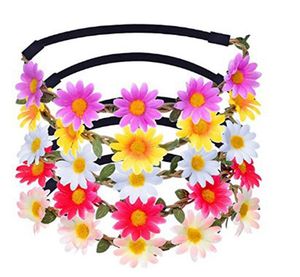 50 stks MOQ Bohemia Bloem Kroon Daisy Garland Elastische Rubber Hoofdband Leuke Haar Bloem Kroon Accessoires voor Bruiloft Haardecor