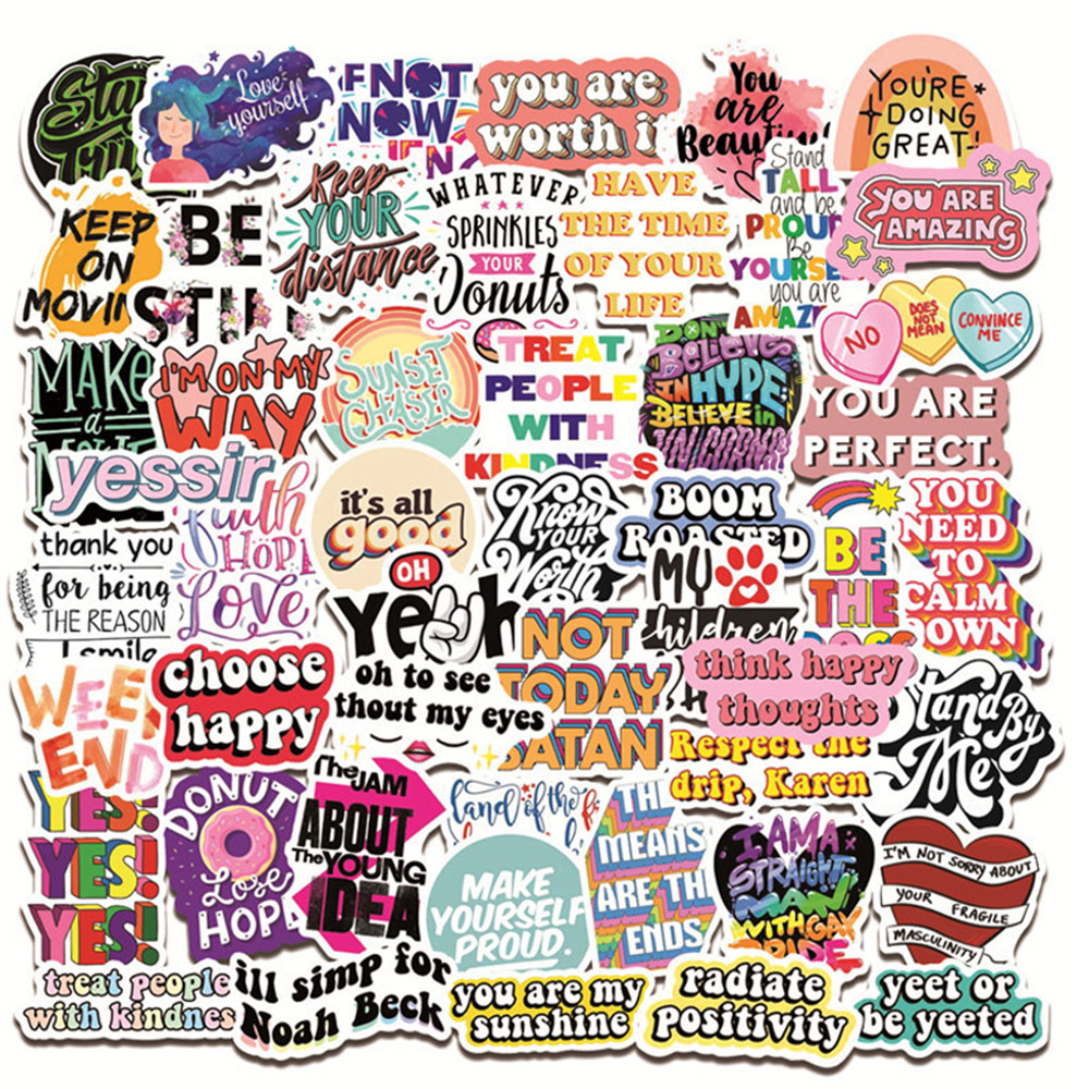 50 adet Motivasyonel Tırnaklar Cümleler İfadeler Çıkartmalar İlham Etiket DIY Buzdolabı Dizüstü Bagaj Kaykay Graffiti Joke Sticker