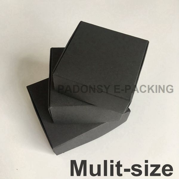 50pcs multi-taille noir kraft boîte de papier avion style artisanat coffrets cadeaux emballage boîte de bonbons boîte de carton présent 210323