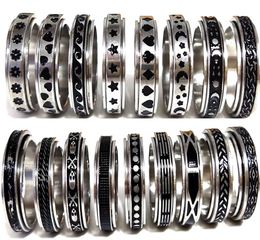 50 stks Multi-stijlen Mix Roterende Rvs Spin Ringen Mannen Vrouwen Spinner Ring Groothandel Draaien Band Vinger Ringen Partij Sieraden