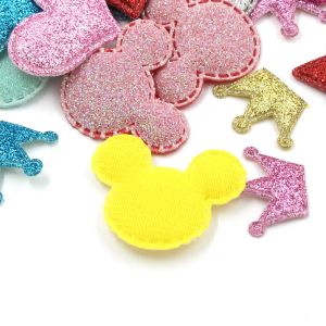 50 stcs Multicolor Patches Glitter lederen pads Crown/Heart/Star Cute Bling Appliques Patches voor kleding Diy Hair Clip voor meisjes