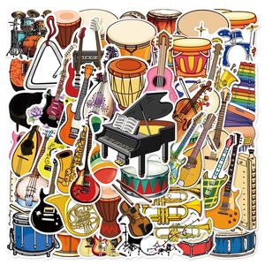 50 stks Muziekinstrument Stickers Gitaar Drum Set Graffiti Stickers voor DIY Bagage Laptop Skateboard Motorfiets Fiets Stickers