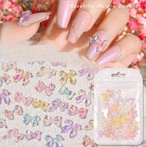 50 stks Nail Art Mooie Aurora Bow Knots Shapes Acrylic voor Nail Tips Decoraties Y220408