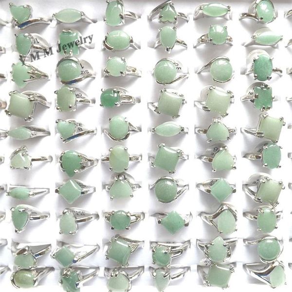 50 Uds. Anillos de Jade verde Natural de tamaño mixto para mujeres anillos baratos para promoción 236y