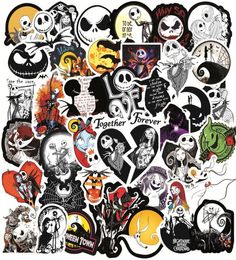 50pcs Nightmare Before Christmas Halloween Movie Sticker Fans Anime Paster Cosplay Scrapbooking Phone Oploper Decoration8339823