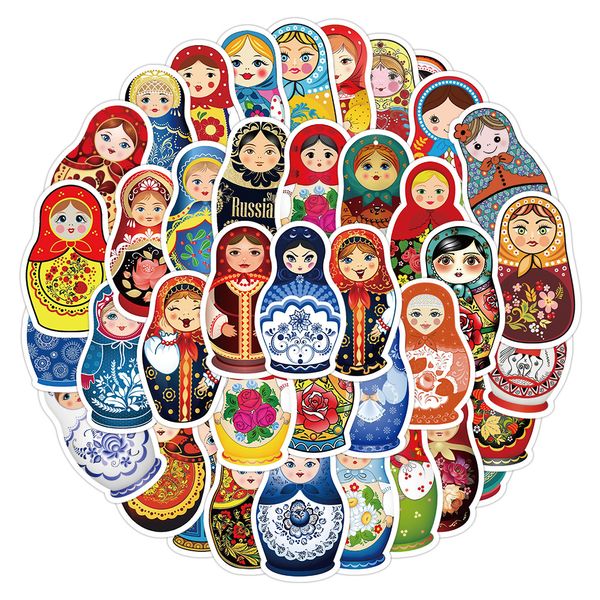 50 pièces pas de répétition Matryoshka poupée autocollants belle bande dessinée enfants Graffiti autocollant coque de téléphone bagages guitare étanche décalcomanie en vrac Lots