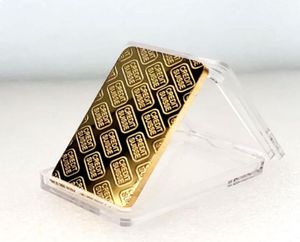 50pcs no magnéticos acreditados lingote de 1 oz de oro placa de oro monedas de recuerdo suizo con diferentes artesanías de numeración de láser en serie7576109