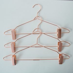 50 stks Nordic Style Rose Gold Metalen Broek Rok Slack Hangers met Clips Hanger Rack Kleding Winkel Garderobe Organizer # 39107