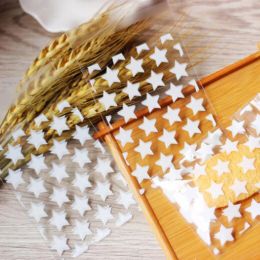 50pcs / pack 8x10 + 3cm Golden Star Design Adhesive Biscys Cookes DIY Gift Gift Party Party Party Candy Food Packaging Sac d'emballage