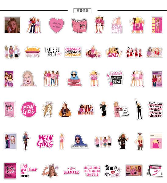 50pcs-pack American TV Show Girl Cool Vinyl Sticker Autoripation étanche Stickers For Water Bottle Planner Planner Scrapbook Skateboard Organisateur Organisateur de pare-choc