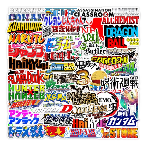 50 pièces-paquet anime manga logo autocollants en gros vinyle autocollant étanche ordinateurs portables voiture Scrapbooking bouteille d'eau guitare boîte planche à roulettes JDM bagages décalcomanie