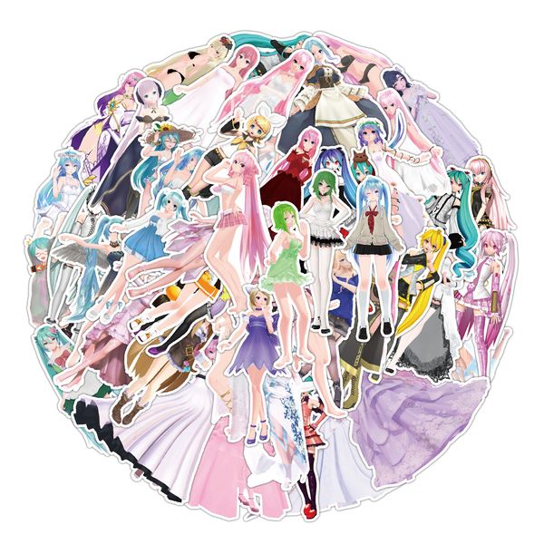 50 Pcs-Pack Belle Anime Fille Autocollants Stickers Muraux En Gros Vinyle Autocollant Étanche Ordinateurs Portables Voiture Scrapbooking Guitare Boîte Planche À Roulettes JDM Bagages Décalque