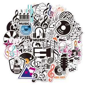 50pcs-pack dessin animé note de musique autocollants stickers muraux en gros vinyle autocollant étanche ordinateurs portables voiture scrapbooking guitare boîte planche à roulettes JDM bagages décalque