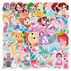 Autocollants muraux princesse de dessin animé, 50 pièces, vente en gros, autocollant en vinyle étanche pour ordinateurs portables, voiture, Scrapbooking, boîte de guitare, Skateboard, bagages JDM