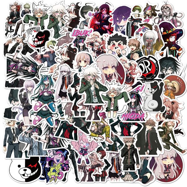 50 unids/pack Danganronpa Trigger Happy Havoc Anime pegatinas para nevera coche casco caja bicicleta guitarra Notebook Skate