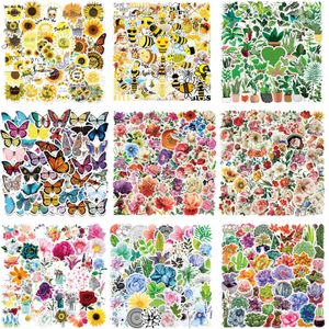 50 stks pack graffiti stickers zonnebloemen honingbij roos planten vlindersticker mooie cartoon waterdichte bagage cases notebook iPad diy stickers 11 stijlen