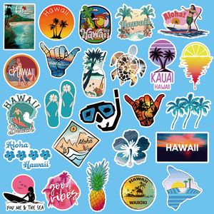 50pcs-pack Hawaii Aloha Beach vacances vinyle autocollant autocollant étanche pour bouteille portable voiture planificateur de voiture Scrapbooking téléphone mac armoire mural porte tablette décalque