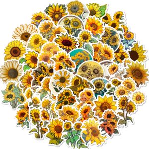 50 Unids-paquete Pegatinas de girasol Pegatinas de pared Venta al por mayor Pegatina de vinilo Portátiles impermeables Coche Scrapbooking Caja de guitarra Monopatín JDM Calcomanía para equipaje