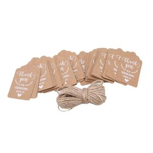 50 stks / pak Vintage Kraft Paper Gift Kaarten Bruiloft Kaart Liefde Dank u Uitnodiging Tag Decoratie Ambachten Groet