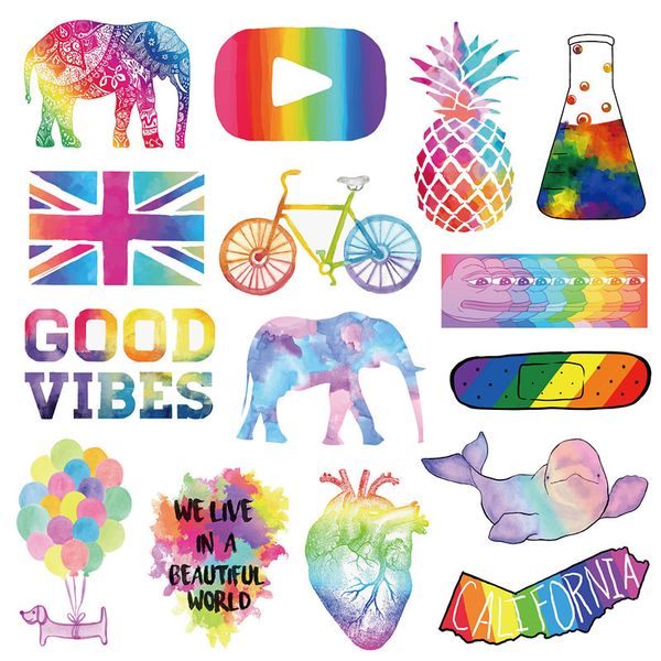 50pcs-pack Vsco arc-en-ciel style frais vinyle autocollant autocollants en gros pour vélo bouteille ordinateur portable voiture planificateur scrapbooking téléphone Mac armoire porte mur tablette décalcomanies