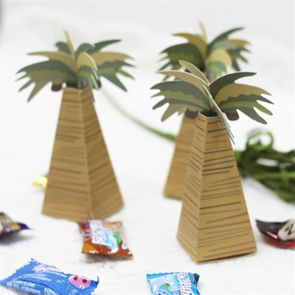 50 Uds. Cajas de recuerdo de boda de palmera, recuerdo de fiesta temática de playa, caja de regalo de dulces pequeños, nuevo 321P